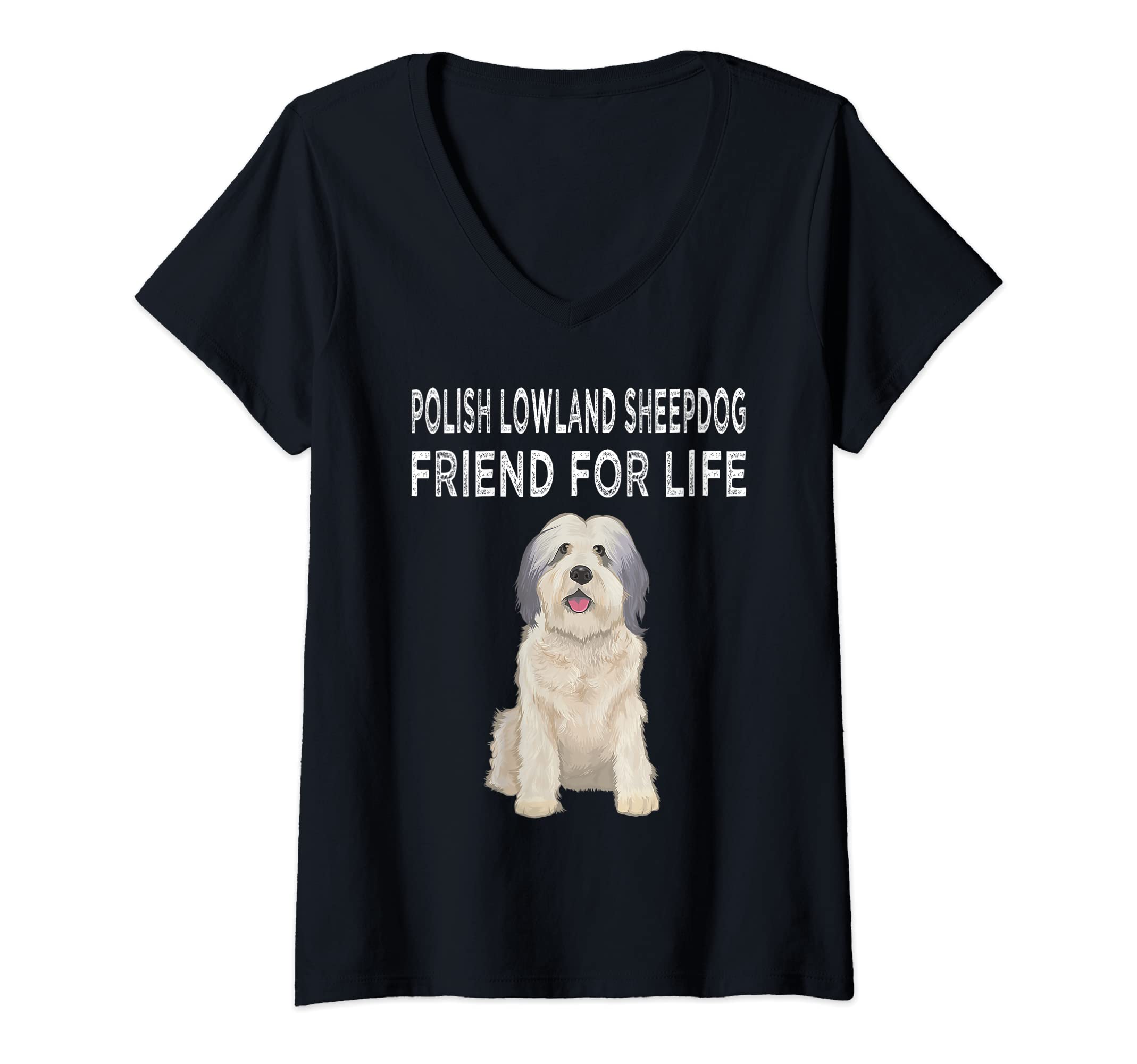 Womens Polish Lowland Sheepdog Friend For Life Dog Friendship V-Neck T-Shirt