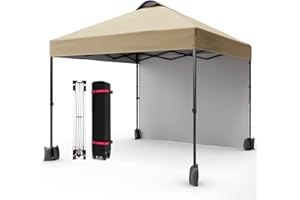 Garvee 10x10 Pop Up Canopy with Sidewalls for Outdoor, Portable Canopy with One Push Setup, Easy Set-Up Waterproof Tent for O