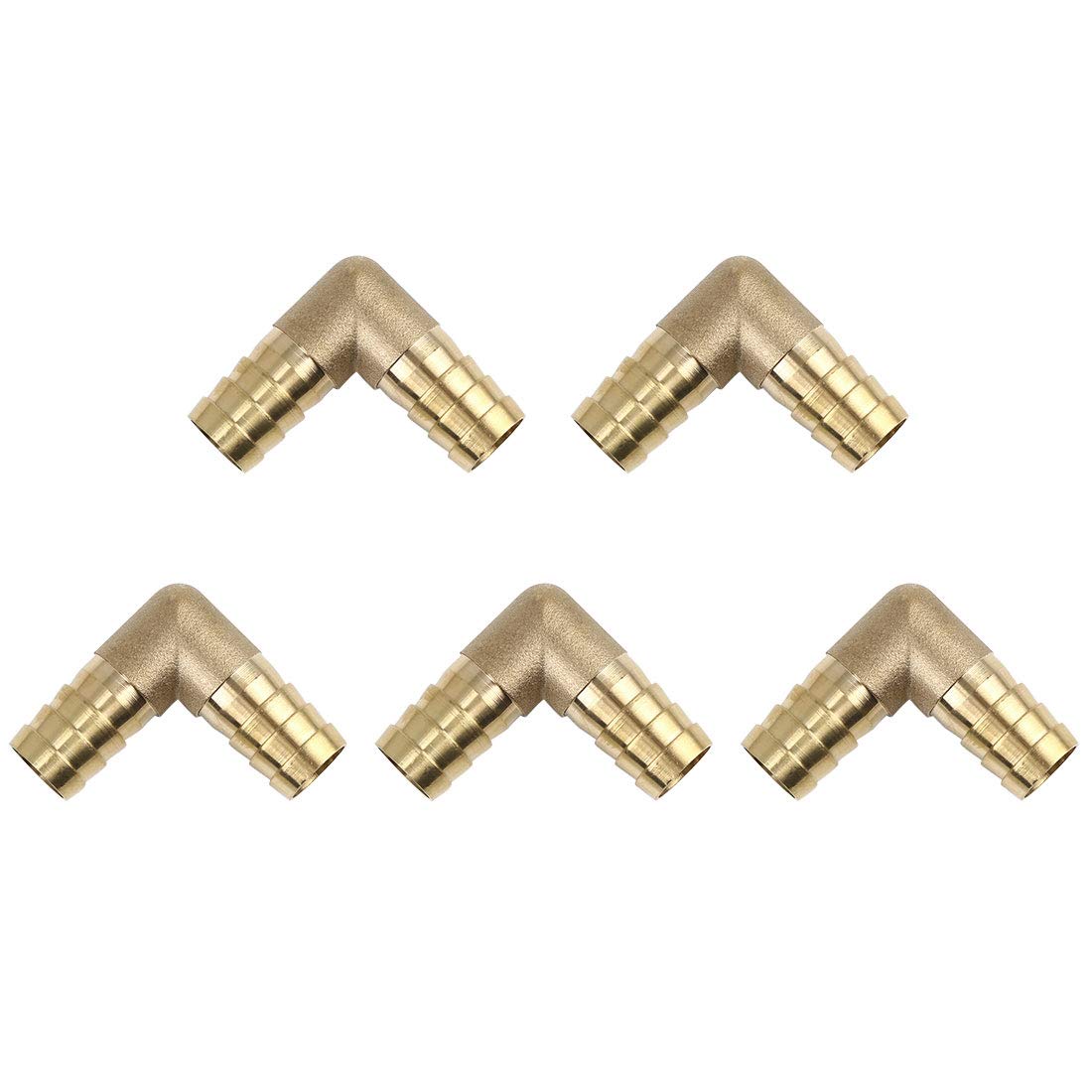 X AUTOHAUX 16mm Hose Barb Elbow 90 Degree Brass Fitting for Air Water Oil 5pcs