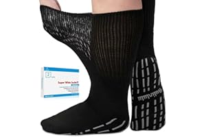 Bulinlulu Extra Width Diabetic Socks Men Women-2 Pairs Wide Edema Sock for Swollen Feet,Non Slip Cast Bariatric Socks 13-15