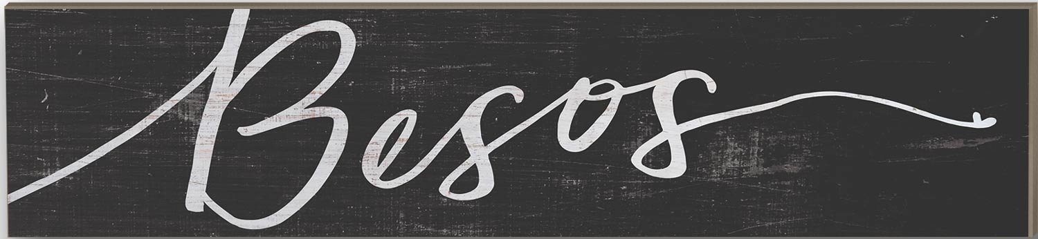 Kindred Hearts 3"x13" Besos (Kisses in Spanish) Black Wall Plaque