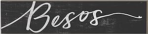 Kindred Hearts 3"x13" Besos (Kisses in Spanish) Black Wall Plaque