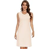 MANCYFIT Women's Full Slip V Neckline Slip Dress Wide Straps Tank Top Slip for Women Under Dress Knee Length Slip