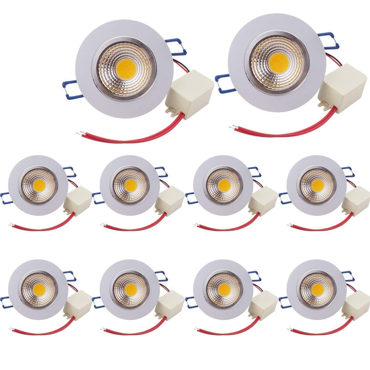 POCKETMAN 10 Pack 7W 700LM LED COB Recessed Ceiling Downlights,6000K Cool White Ceiling Lights Spotlights,Angle Adjustable [Energy Class A+]