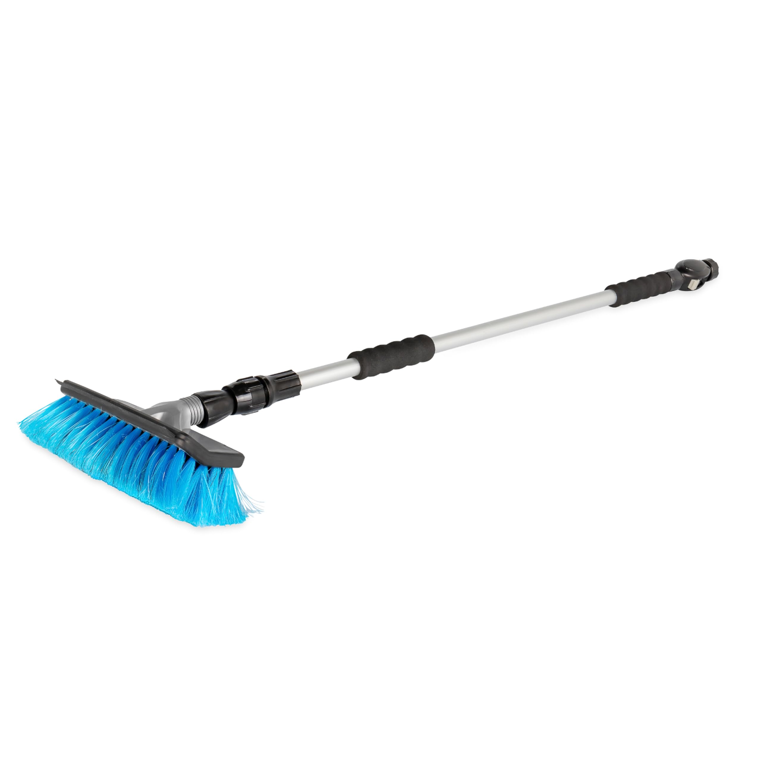 Photo 1 of Camco RV Flow-Through Wash Brush - Features an Adjustable Handle, a Standard Garden Hose Connection, and an On/Off Button to Control Water Flow (43633)