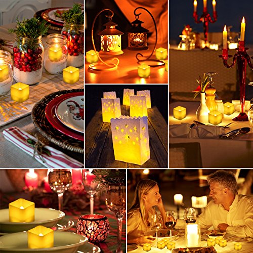 AMIR Flameless Candles, 12 PCS LED Tea Lights with Timer, Flickering Votive Candles for Christmas Thanksgiving Halloween Party Wedding Festival Celebration & Decoration, Battery Included [Warm White] - Thumbnail 2