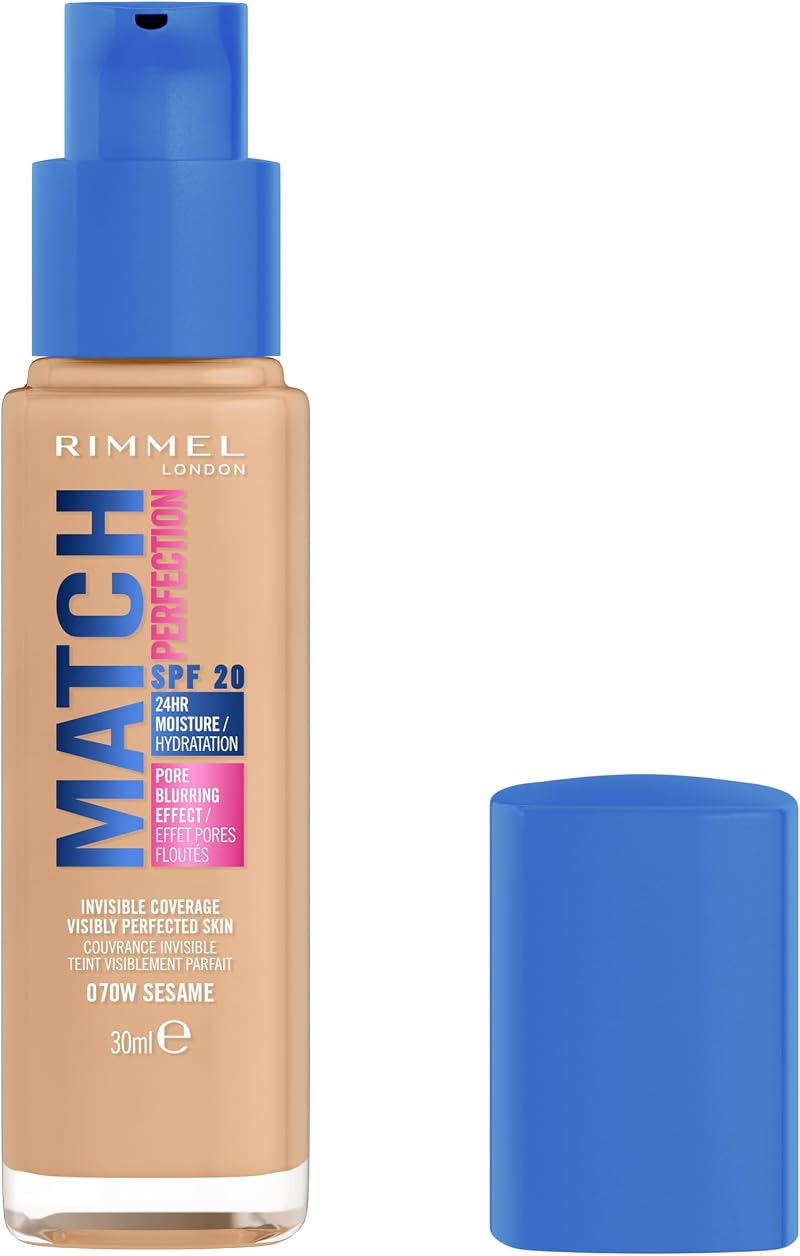 Rimmel Match Perfection Foundation 070W Sesame SPF20 30ml Cruelty Free