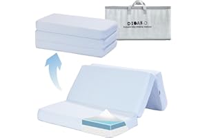 DIBAKO Pack N Play Mattress, 38''x26'' Dual-Sided Memory Foam Toddler Mattress Fits Standard Size Crib, Foldable Trifold Pack and Play Playpen Mattress for Infants & Topper Bed, Travel Cribs