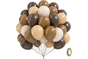 BAUANOOY 60pcs Brown Balloons 12inch with Dark Brown Coffee Nude Sand White Balloons for Boho Neutral Cowboy Baby Shower Birthday Party Decorations