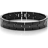 MZL Jewelry New Men's Tungsten Carbide Black Plated Shiny Bracelet with Matte Finish Center Stripe