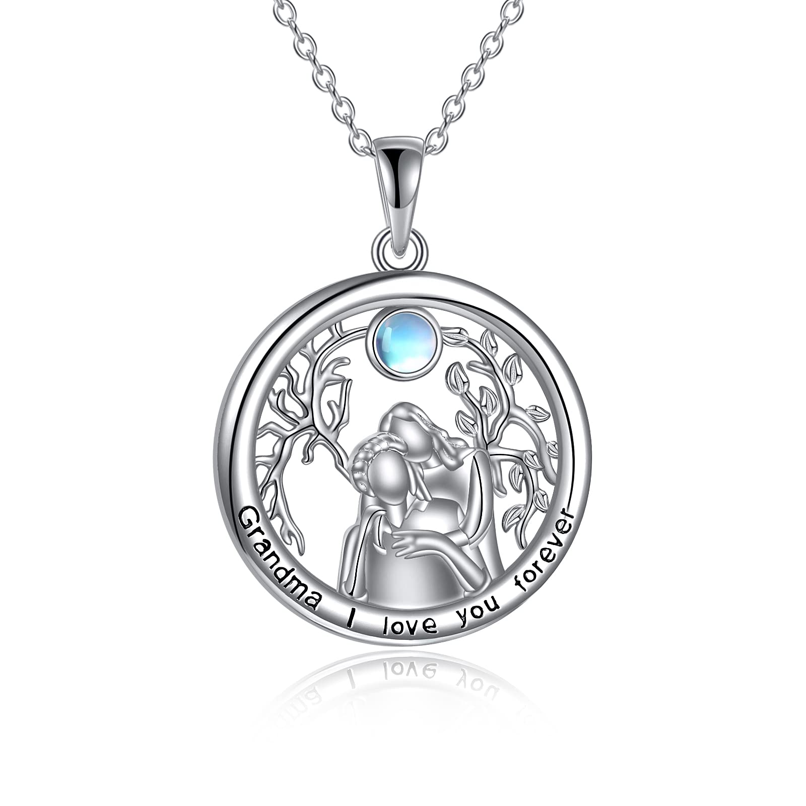 Sterling Silver Grandma Necklace for Women Pendant Jewellery Birthday Gifts for Grandma