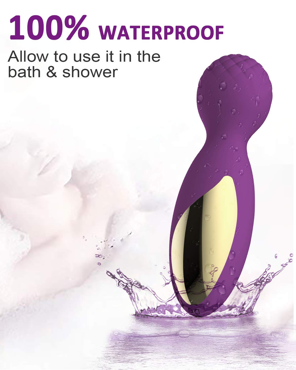 Mini Wand Massager - BOMBEX Mini Q, Rechargeable Handheld Massage Wand, 12X Speeds Cordless Portable Deep Tissue Massager for Back Neck Shoulder, Sports Recovery (Charming Purple)