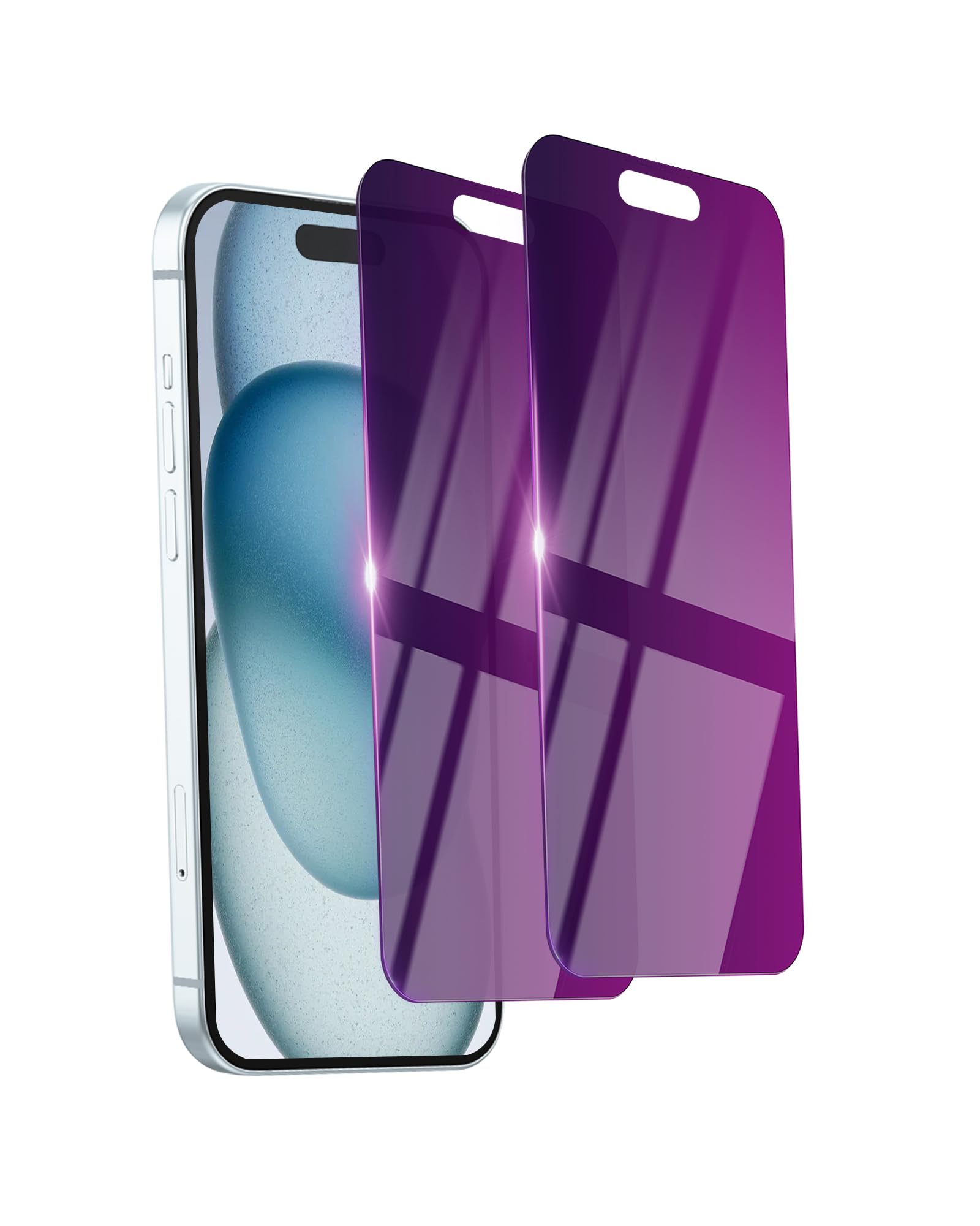 Ifaeveus 2 Pack Privacy Screen Protector for iPhone 15 Plus Tempered Glass 6.7inch Private Glass Anti-Spy Eye Protection Anti-Scratch Full Coverage No Bubble