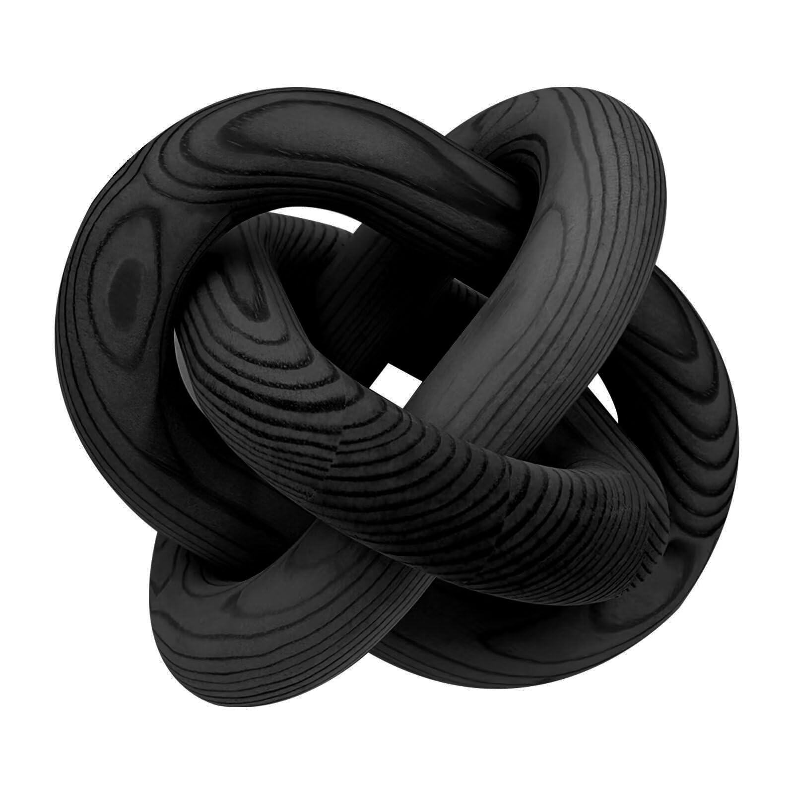 HAN-LBG 3-link Wood Knot Decor, 6 IN Wooden Chain Link Decoration Object Decorative Wood Knot Ornament for Farmhouse Living Room Bedroom Coffee Table Entryway Rustic Tray Shelf