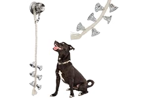 DORUI Dog Hanging Doorbells| 6 Dog Potty Training Bells| Adjustable Durable Braided Rope Door Bell for Dogs to Ring to Go Outside(Silver, Large)