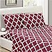 Mellanni Twin Sheets Set - 3 PC Iconic Collection Bedding Sheets & Pillowcases - Hotel Luxury, Extra Soft, Cooling Bed Sheets - Deep Pocket up to 16 inch (Twin, Quatrefoil Burgundy - Red)