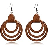 Multi Layer Hollow Circular Carved Textured Leather Earrings Vintage Bohemian Style Faux Leather Print Round Earrings For Women