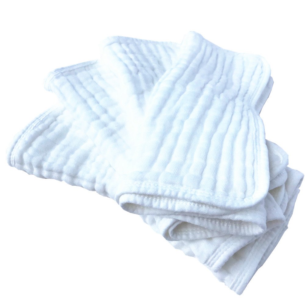 Muslin Burp Cloths 4 Pack Large 20" by 10" 100% Cotton 6 Layers Extra Absorbent and Soft by Synrroe: Baby