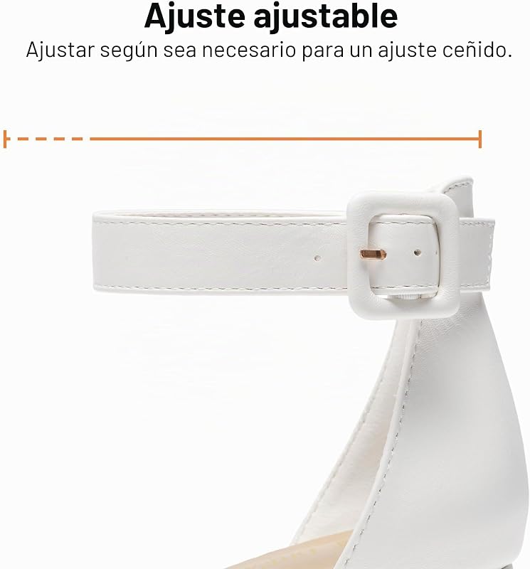 Zapatos Tacón Ancho Mujer,Blanco/PU,35