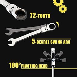Yashong 14-Piece 6-19mm Metric Flex-Head Ratcheting