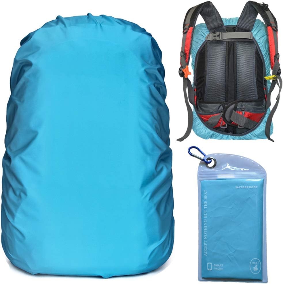 Evotopf Waterproof Backpack Rain Cover with Adjustable Anti Slip Buckle Strap & Sliver Coating Reinforced Inner Layer for Camping, Hiking, Traveling, Hunting, Biking and More, 15-80L