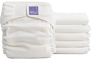 Bambino Mio, Miosolo Classic Reusable Cloth Diapers Set, Adjustable Size, White, Pack of 6