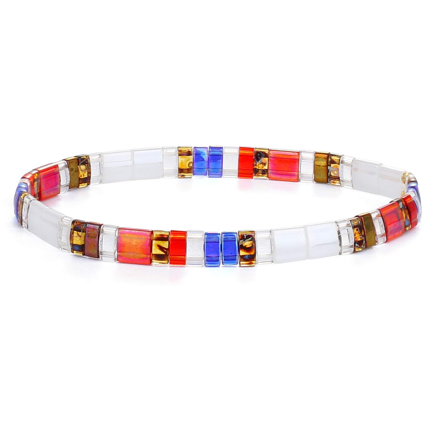 KELITCH Tila Miyuki Beads Bracelets Colorful Strand Stretch Bracelets Mixed Friendship Bracelets - 07G โ image 1