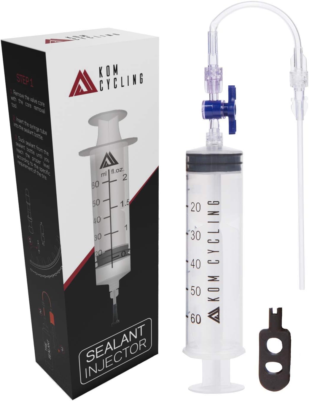 KOM Cycling Tubeless Sealant Injector Syringe and Presta Valve Core Removal Tool Designed for Stans No Tubes sealant and Other sealants : Sports & Outdoors