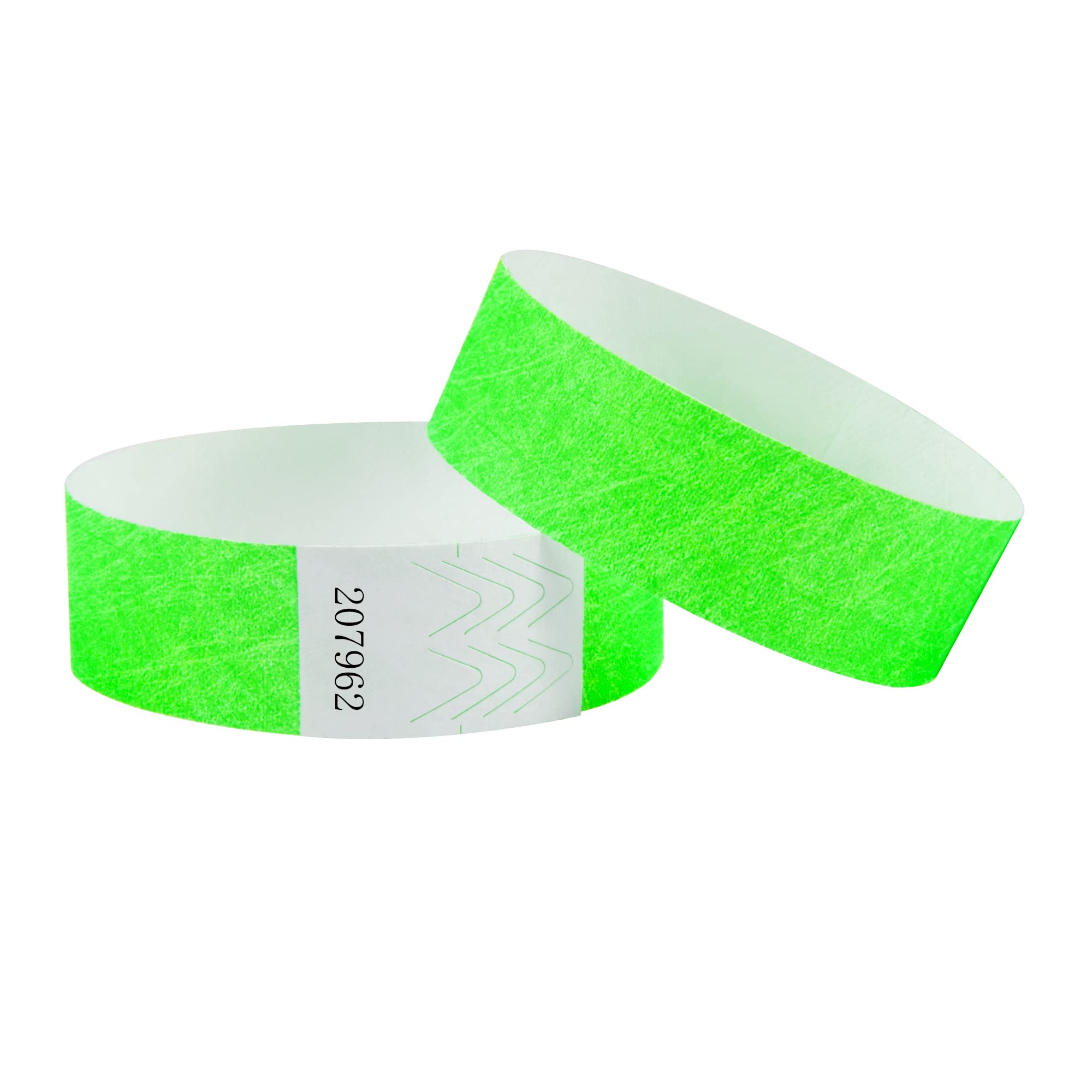 L LIKED 500 Pack Wristbands for Events, Paper-Like Numbered Bands for Nightclubs, Waterparks, and More (Fluorescent Green)