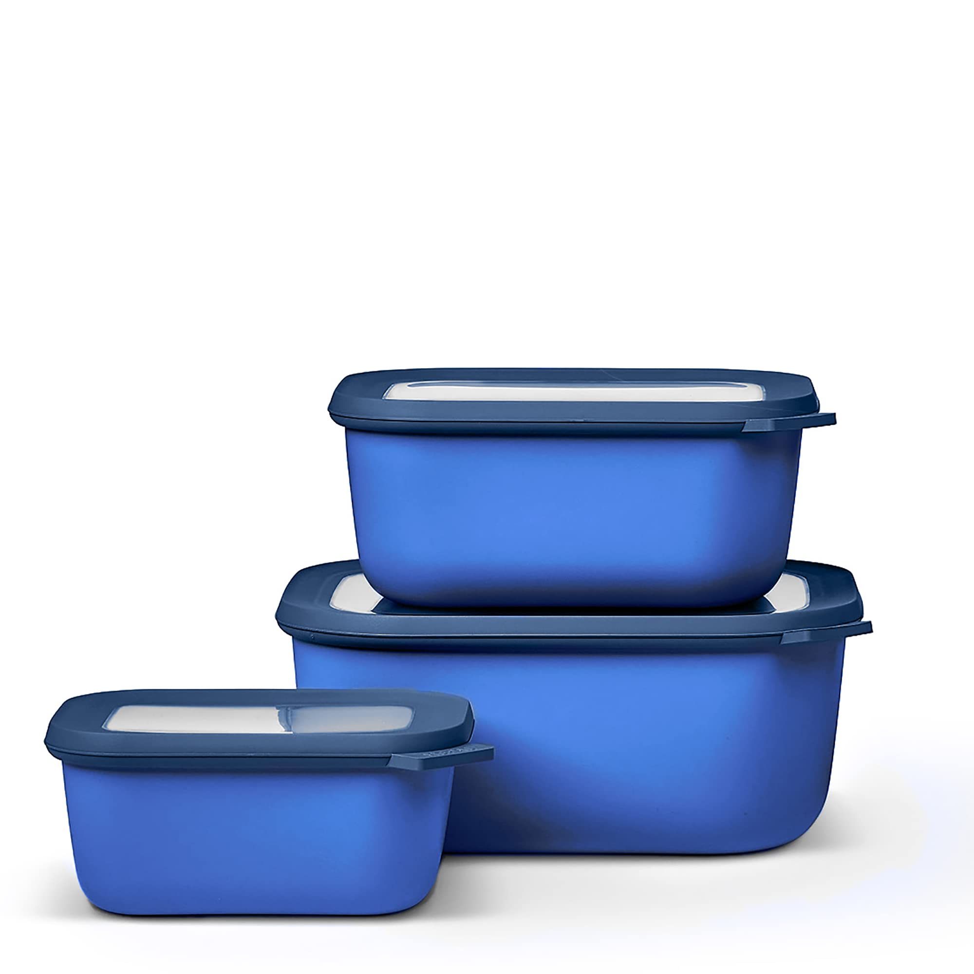 Mepal – Multi Bowl Cirqula 3-Piece Set – Food Storage Container with Lid - Suitable as Airtight Storage Box for Fridge & Freezer, Microwave Container & Servable Dish - 750, 1500, 3000ml - Vivid blue