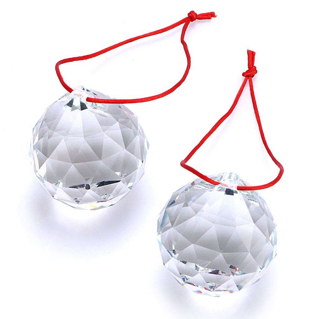 BTSKY 2 Pcs 50mm Clear Crystal Prisms Ball Suncatcher Crystal Ball With Gift Box For Feng Shui Home Wedding Party Decoration