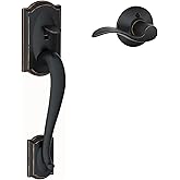 Schlage FE285 CAM 716 Acc RH Camelot Front Entry Handleset with Interior Accent Lever for Right Handed Door, Aged Bronze