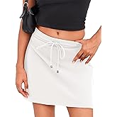 Fisoew Women's Casual Mini Skirt Drawstring Summer High Waist Bodycon Workout Short Pencil Skirt