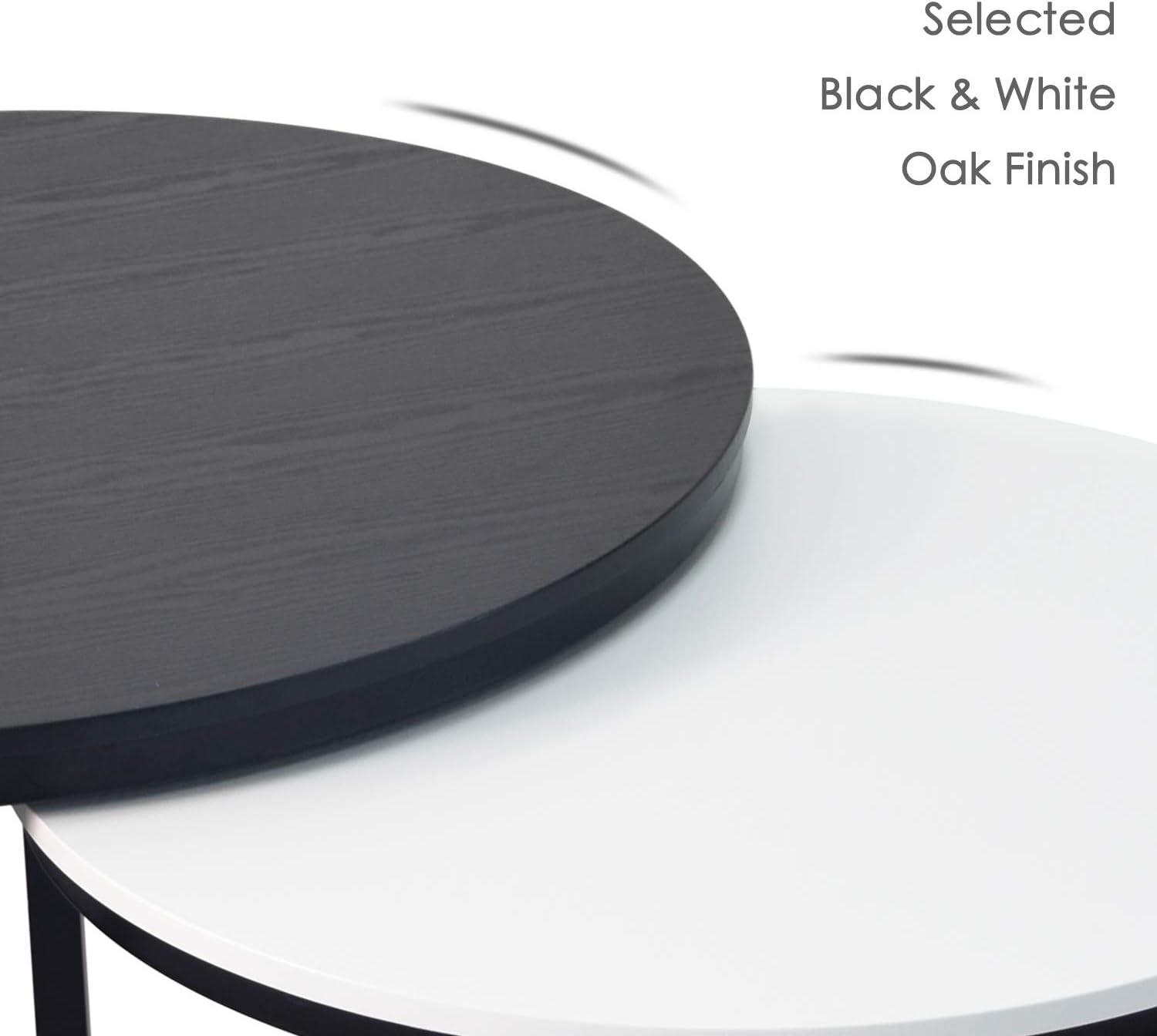 charaHOME Round Coffee Tables,2 Round Nesting Table Set Circle Coffee Table with Storage Open Shelf for Living Room Modern Minimalist Style Furniture Side End Table of Stable(Black & White): Kitchen & Dining