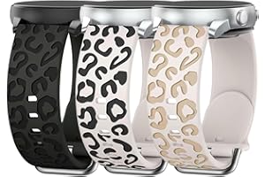 VOMA 3 Pack Leopard Engraved Bands Compatible with Samsung Galaxy Watch 8 40mm/44mm/Classic 46mm 2025, Breathable Soft Silicone Waterproof Replacement Straps Wristbands for Galaxy Watch8/Classic