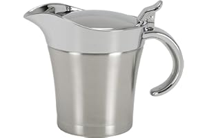 Yopay Stainless Steel Gravy Boat, 16 ounce Gravy Sauce Double Insulated Insulated Jug Sauce Jug for Serving Gravy, Custard, C