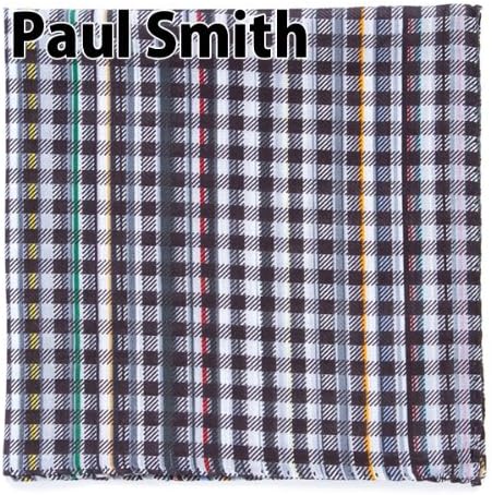 Amazon ポールスミス Paul Smith ハンカチ メンズ ハンカチーフ 男性用 紳士 ブランド ブラック 黒 チェック Ahxa 381b S486 E Bl Paul Smith ポール スミス シューズ バッグ