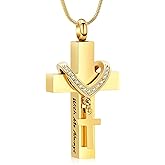 Cremation Jewelry Cross Urn Necklace for Ashes Stainless Steel Cross Urn Pendant Ashes Holder Memorial Jewelry