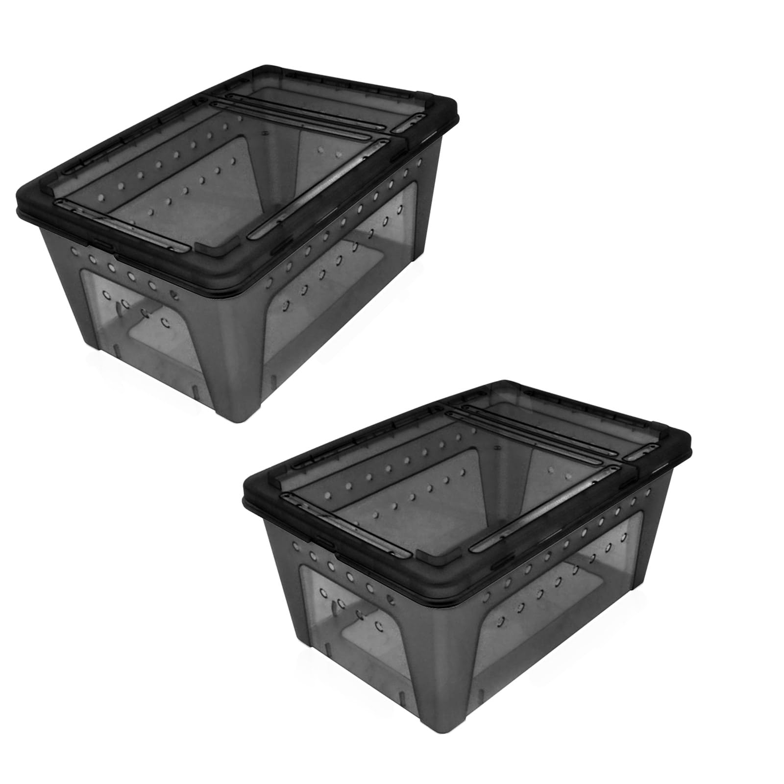 Photo 1 of OMEM Portable Reptile Terrarium Habitat for Mini Pet Houses Breathable Holes Stackable Container (2PCS-Black-L)