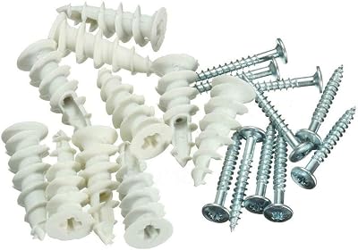 Nartel Nylon Self Drilling Plasterboard Fixings 100 Prongs 100 Screws White