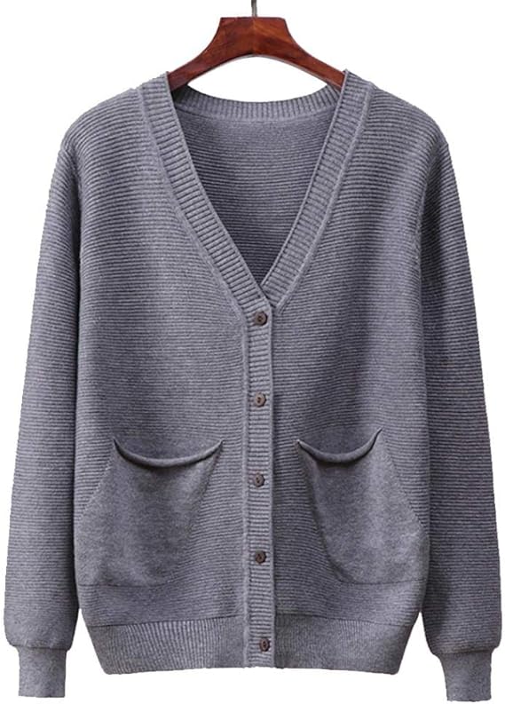 Amazon Co Jp Aculldo カーディガン Vネック レディース ニット 長袖 スクールカーディガン 学生服 女子高生 制服 スクールセーター 防寒 通勤 通学 無地 コスプレ オールシーズン グレー 服 ファッション小物