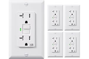 DEWENWILS 5 Pack 20 Amp GFCI Outlet, Self-Test GFI Receptacles with LED Indicator, Tamper Resistant & Weather Resistant, Wallplate and Screws Included, UL Listed, White