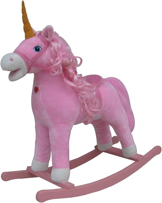 The Rocking Horse Co. - Pink Rocking Unicorn - Plush Finish - Complete