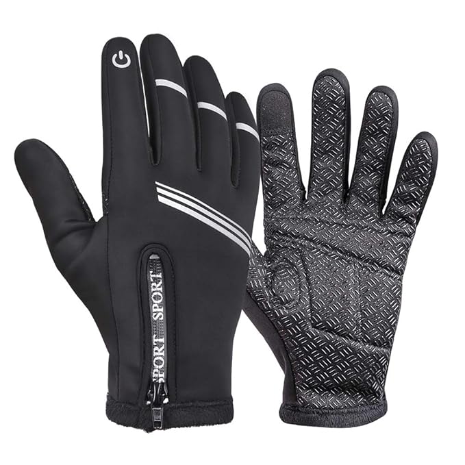 Hikenture® Fahrradhandschuhe |Superwarme Winddichte Rutschfeste MTB-Handschuhe mit Touchscreen-Funktion|Schwarze Vollfinger W