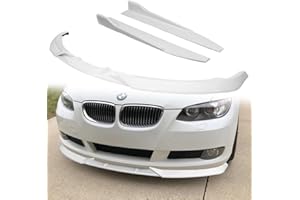 W-POWER Q1-TECH, 5-Piece Front Bumper Lip + Side Skirt Rocker Winglet Canard Diffuser Wing Compatible with 2007-2010 BMW 3-Series E92 E93 328i 328xi 335i 335xi, Front Lip Spoiler Splitter (Painted White)