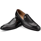 JITAI Mens Shoes - Casual Leather and Suede Penny Loafers for Men, Comfortable Low-Heels, Slip-On Dress Shoes for Wedding, Business, and Formal Events in Black or Brown