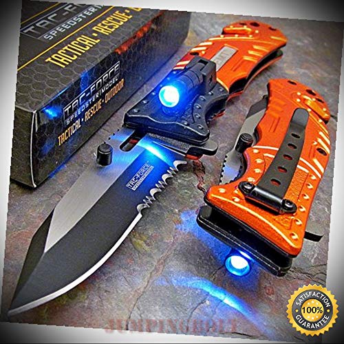 Orange EMT Spring Assisted Open Rescue Pocket Sharp Knife - Premium Quality Hunting Very Sharp EMT EDC
