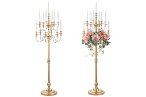 Sziqiqi Wedding Candelabra 51in Tall : Large Candelebras for Party Event Gold Candle Holders Set of 2 for Candlesticks Table Centerpiece for Party Events