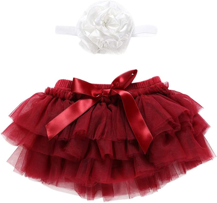 Zerototens Baby Girls Tutu Dress,0-24 Months Newborn Infant Kids Girl Bowknot Tulle Mini Skirts and Headband 2Pcs Clothes Set Children Outfits Clothes