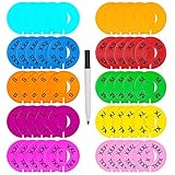 Blulu 50 Pieces Colored Closet Size Dividers Round Clothing Rack Dividers with Marker Pen, Blank and Size (XXS to XXXL) 